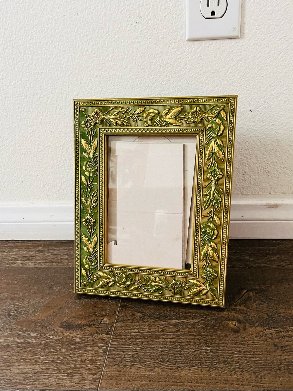 Ornate Green and Gold Decorative Photo Frame - Classic Home Accent